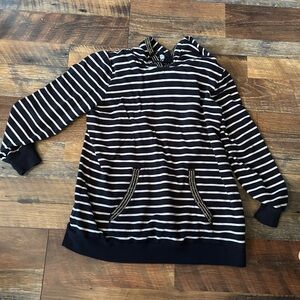 Chico's Monochrome Striped hooded Top